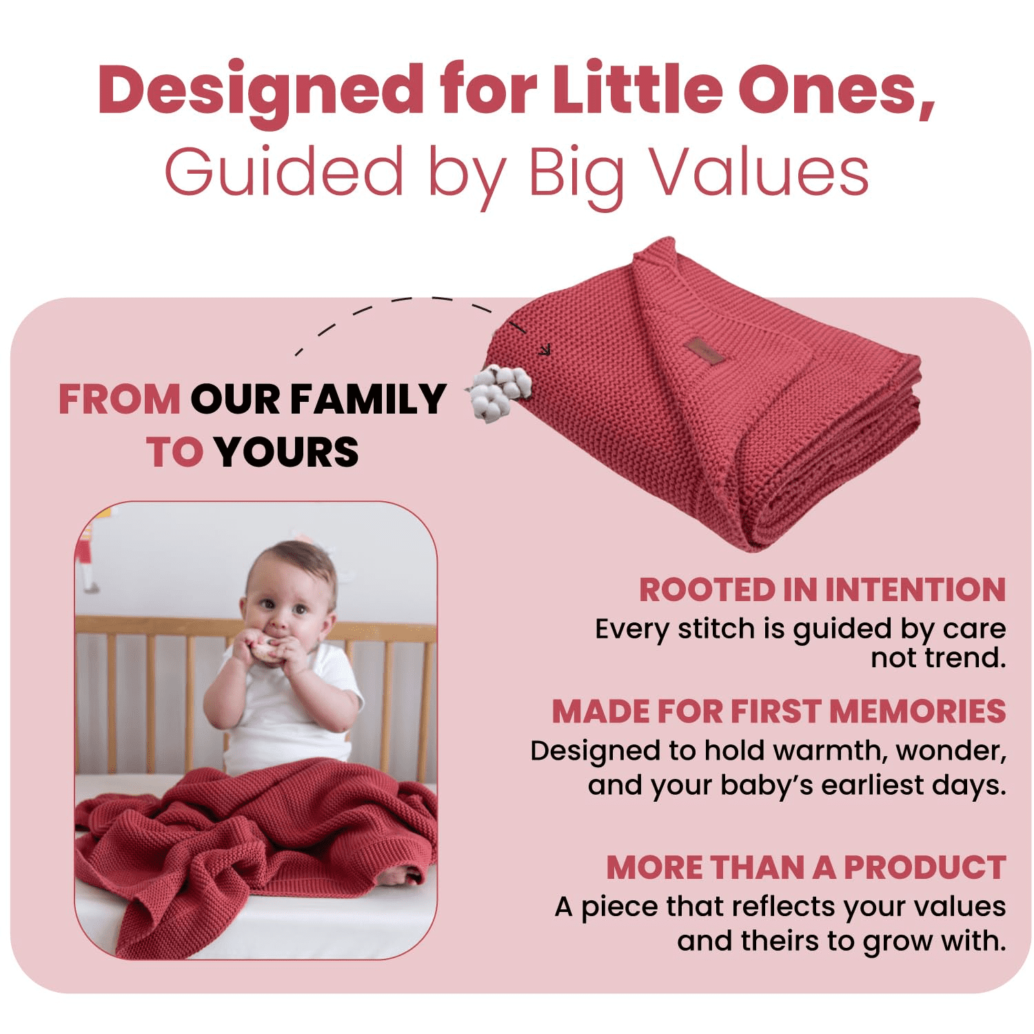 Little Dedi 100% Organic Cotton Baby Knitted Blanket with Gift Box - Soft Toddler, Crib, Stroller Blanket - Neutral Swaddle and Receiving Blanket for Newborns, 30"x40", Amberglow