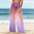 thumbnail image 2 of Pants for Women,Women See Through Sheer Mesh Pants Beach Swimsuit Bikini Bottom Cover up Party Club Elastic High Waist Wide Leg Pants, 2 of 7