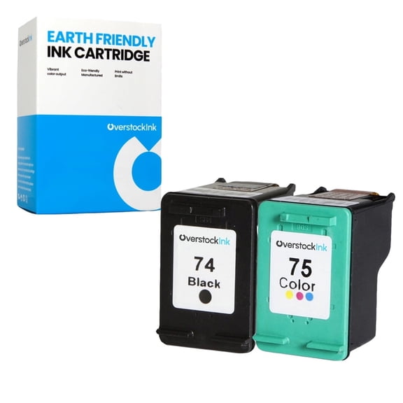 OverstockInk 74 75 Ink Cartridges Compatible for HP 74 75 for PhotoSmart C4200 (1 Black, 1 Tri-color)