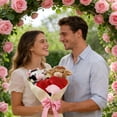 thumbnail image 2 of Dwellin 2026 Valentines Plush Bouquet Set of 2 Highlands Cow with Hearts Cute Plush Toys Decorations Gifts for Anniversary Weddings Holiday Party Decor, 2 of 9