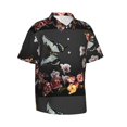 thumbnail image 2 of Balery Butterfly with Fowers Print Men's Hawaiian Shirts Short Sleeve Beach Shirt Relaxed Fit Vacation Button Down Shirts-3X-Large, 2 of 9