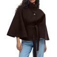 thumbnail image 2 of Wutalume Women's Fashion Solid Color Hooded Button Up Belted Trench Coat Jacket, Classic and Elegant Outerwear for Office and Casual Occasions,Coffee S, 2 of 6