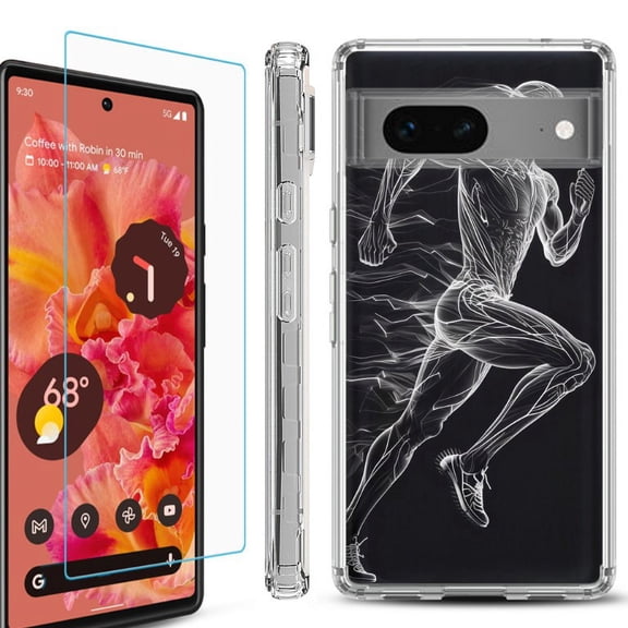 OneToughShield ® Compatible with Google Pixel 8, Shockproof Phone Case, with Tempered Glass Screen Protector - Runner