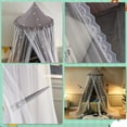 thumbnail image 4 of Bed Canopy for with Lights,Double Layer Princess Round Dome Dreamy Mosquito Net Bedding Girls Room Castle Play Tent Hanging House Decor Reading Nook Canopies(Gray/White), 4 of 13