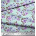 thumbnail image 2 of Soimoi Moss Georgette Fabric Leaves & Buttercup Floral Decor Fabric Printed Yard 42 Inch Wide, 2 of 3