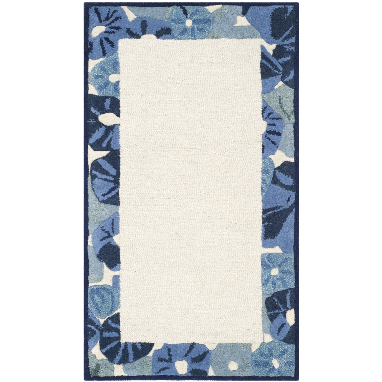 SAFAVIEH Martha Stewart Poppy Floral Border Area Rug, Azurite Blue, 6' x 6' Round