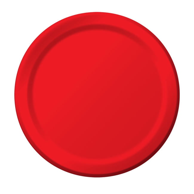 Classic Red Round Paper Banquet Plates 24 Count for 24 Guests