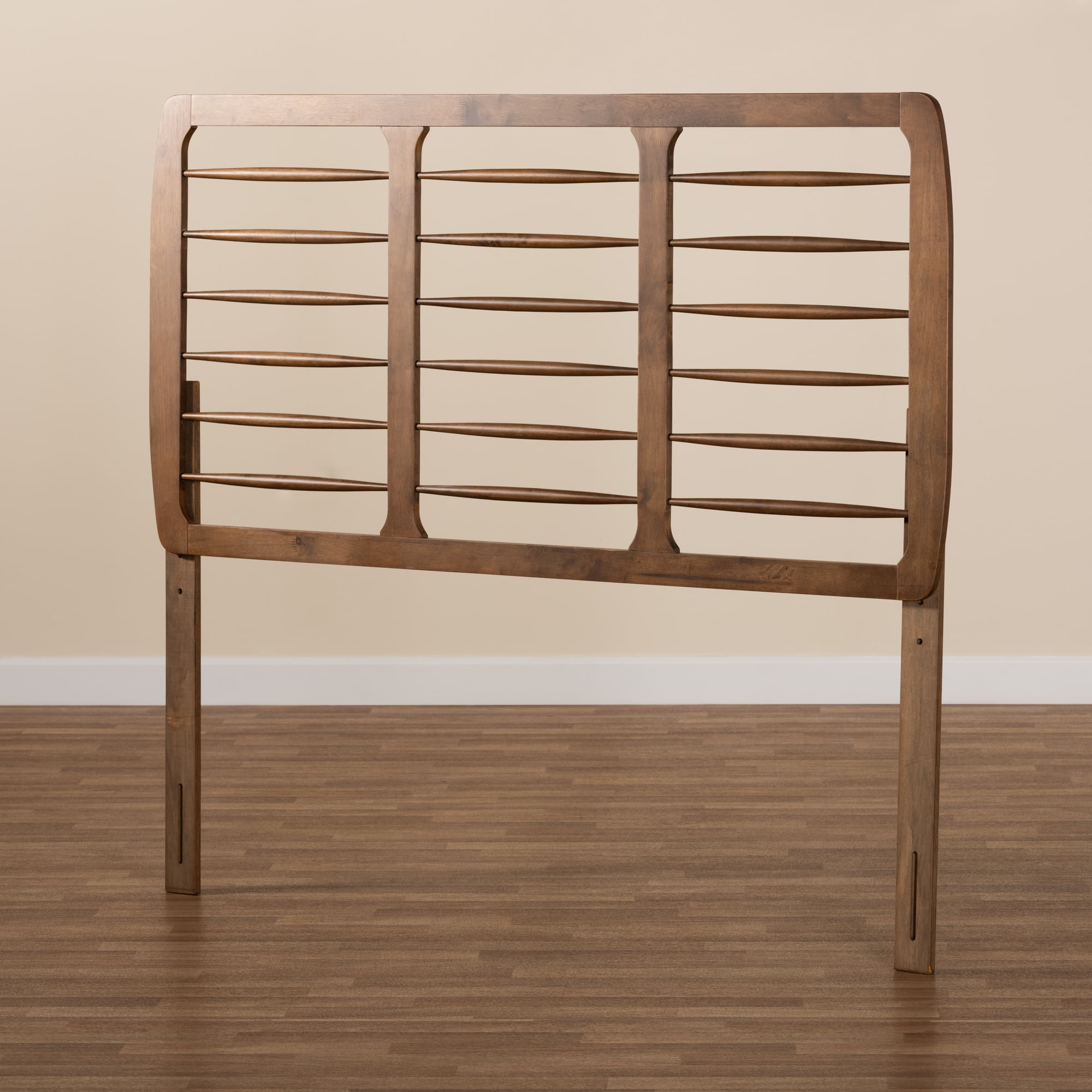 Baxton Studio Carolyn Mid-Century Back Support Rubberwood Headboard, Full, Ash Walnut