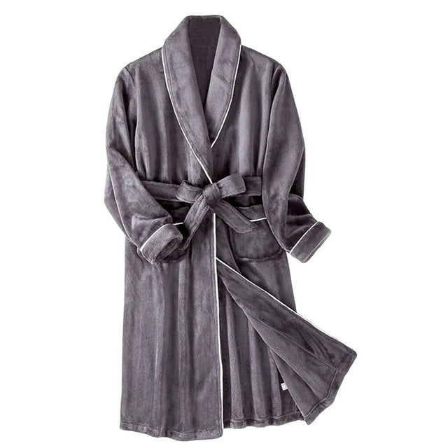 Holiday Clearance! Grrvtrz Mens Fleece Robe, Short Cozy Plush Robes for Winter Soft Shawl Collar Warm Spa Bathrobe