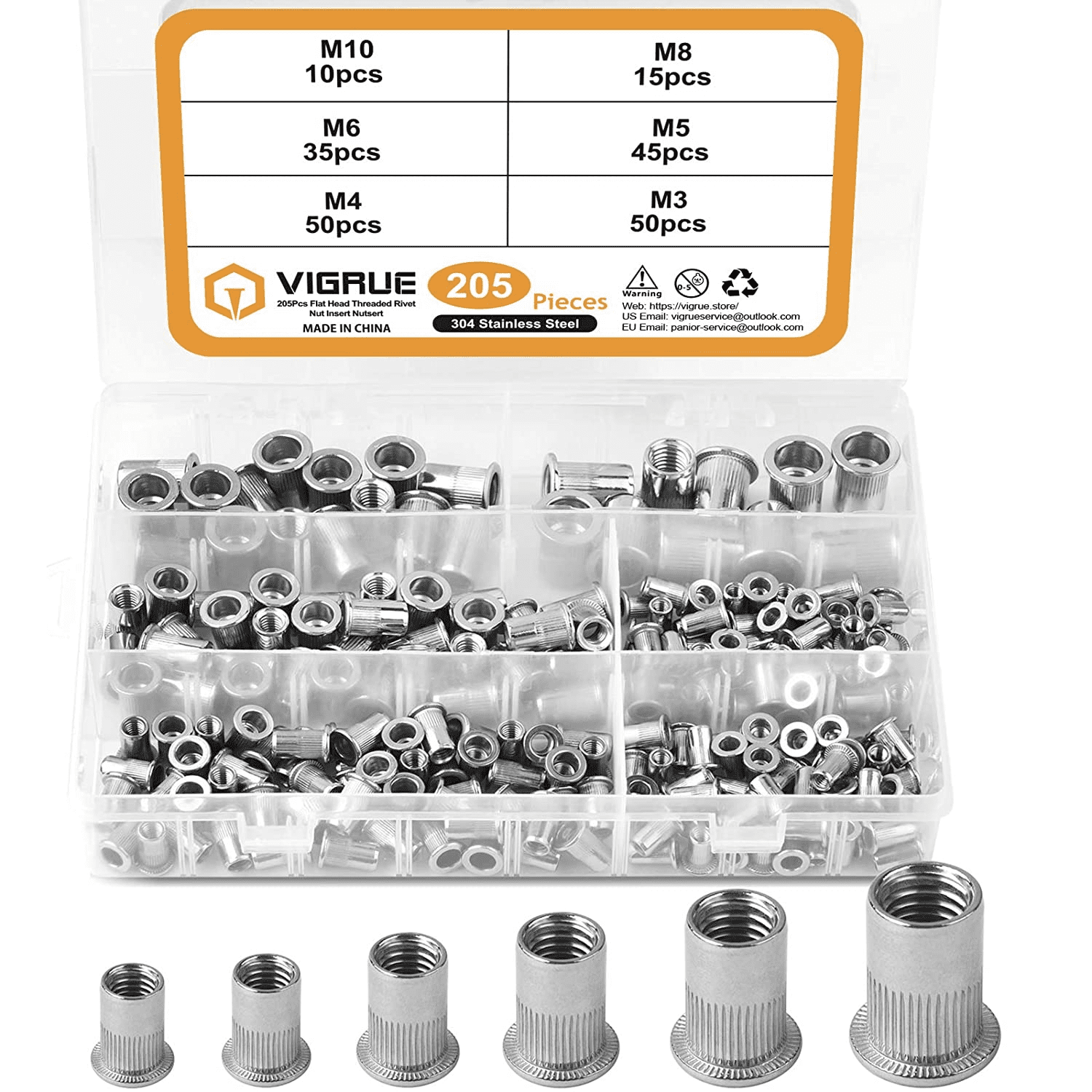 Lot de 10 Inserts de réparation de filetage Helicoil M5 x 0,8mm, Fixation  lourde