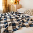 thumbnail image 3 of Buffalo Plaid Throw Blanket Soft Flannel Fleece Checker Pattern Warm Decorative Blanket for Bed Couch 350GSM (White/Navy Blue, Twin(60"x80")), 3 of 5