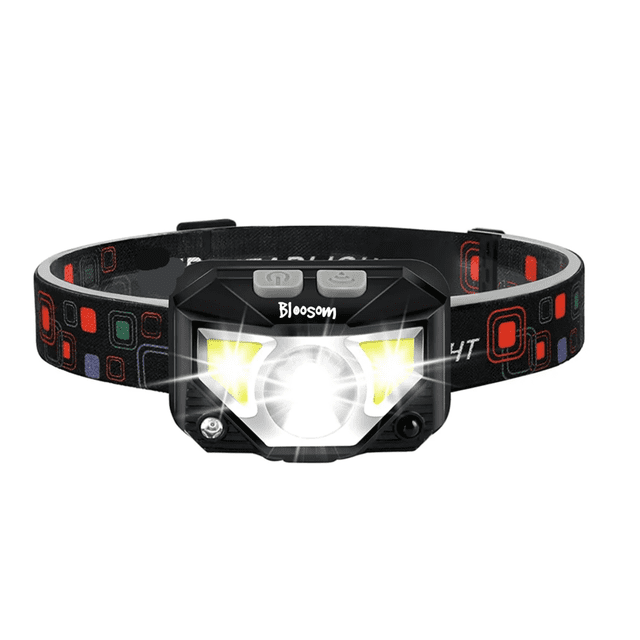 Lámpara Cabeza Bloosom Led Linterna Minera Recargable Usb Con Sensor Negro