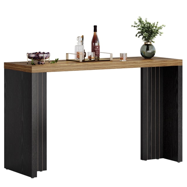 Fnova 55 Inch Counter Height Bar Table with 350 lbs Load, Tall Bar Table for Living Room, Kitchen, Home Bar, Small Space