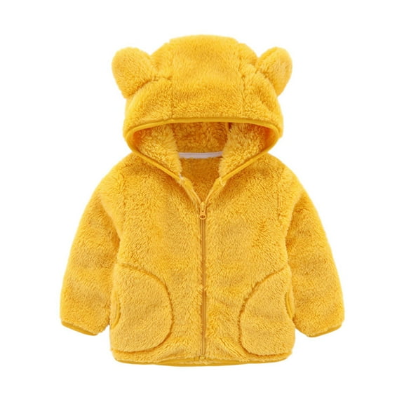 Diufon Toddler Fleece Hooded Warm Coat Infant Boys Girls Zip-up Jacket Long Sleeve Thickened Outwear with Pockets