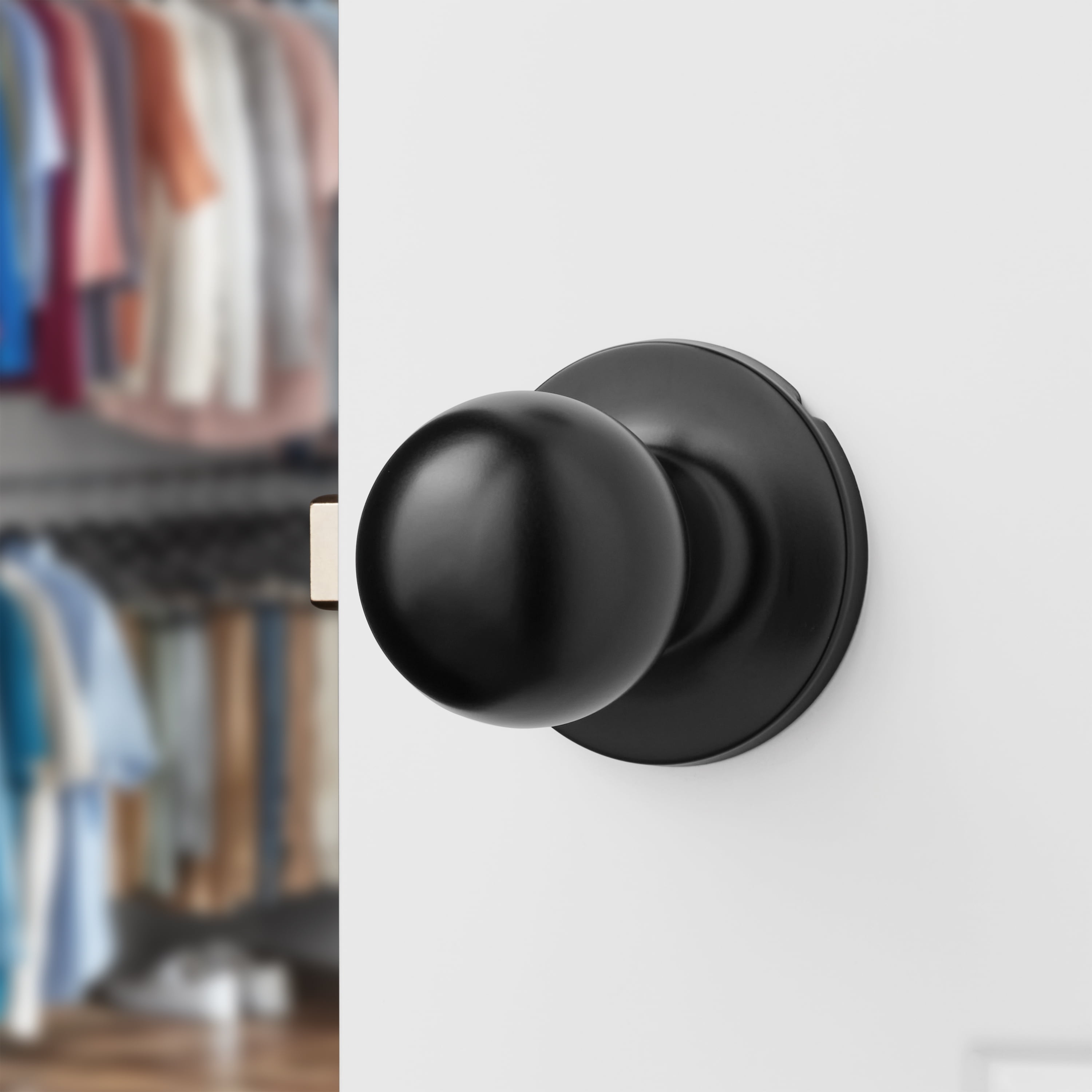 Hyper Tough Interior Non-Locking Ball Passage Hall & Closet Doorknob Matte Black Finish