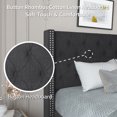 thumbnail image 5 of Nathaniel Home, Queen Bed Frames Upgrade, Linen Upholstered Platform Bed, Diamond Beds Frame for Bedroom, with Fabric Button Tufted Headboard, Black, 5 of 10