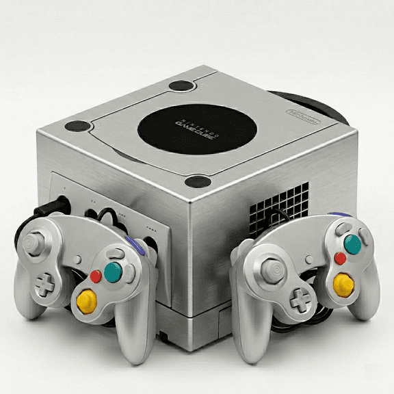 Restored Nintendo Gamecube Game Console with 2 Retrofam Controllers, Platinum