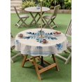 thumbnail image 3 of Outdoor Tablecloth with Umbrella Hole and Zipper, Christmas Snowflake Blue Round Table Cloth 54 Inch Waterproof Tablecloth, Winter Stripe Xmas Texture on Linen Picnic Table Cover for Patio Camping, 3 of 7