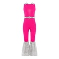 thumbnail image 3 of Hansber Combinaisons de Danse Disco Sans Manches à Sequins pour Filles Enfants Rose Vif 16, 3 of 5