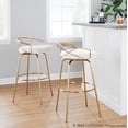 thumbnail image 3 of Charlotte Glam 30" Glam/Art Deco Fixed-Height Barstool with Swivel in Gold Metal and Cream Velvet with Round Footrest by LumiSource - Set of 2, 3 of 4