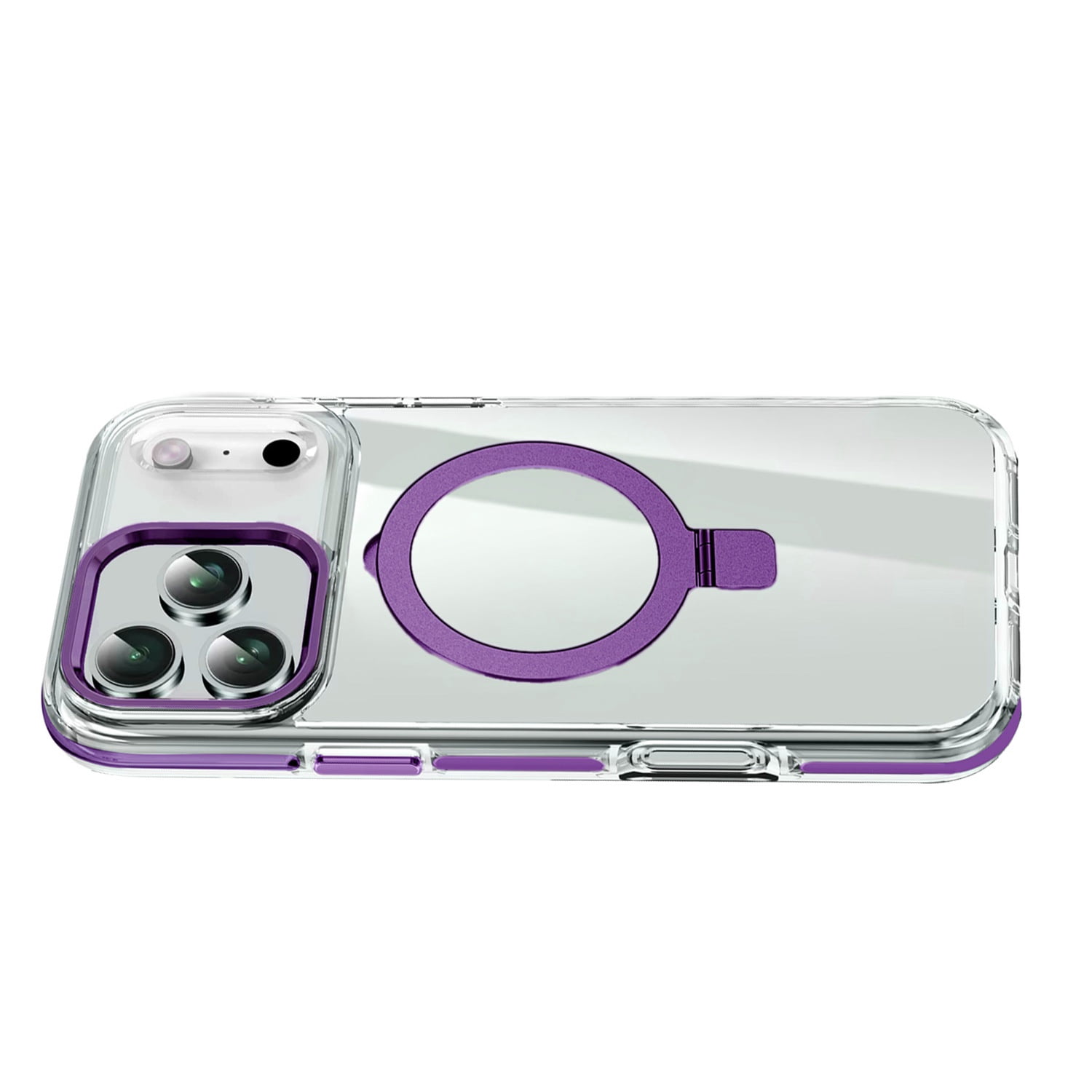 Clear MagSafe Compatible Stand Case for iPhone 17 Pro Max - Purple
