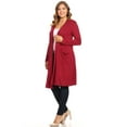 thumbnail image 2 of Women's Casual Plus Size Long Body Duster Cardigan with Pockets Made in USA, 2 of 5