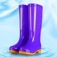 thumbnail image 2 of hopeusnice Women Tall Knee High Rain Boot Square Toe Waterproof Shoe For Farm Garden Work Purple 36, 2 of 5