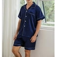 thumbnail image 6 of SMZ Mens Satin Pajamas Set Short Sleeve Button Down Sleepwear Silk Lounge Set Soft Two Piece PJs with Pockets, 6 of 6