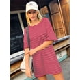 thumbnail image 3 of Vestido de verano Yousify 2025, camiseta holgada a rayas rojas y blancas, 3 of 5