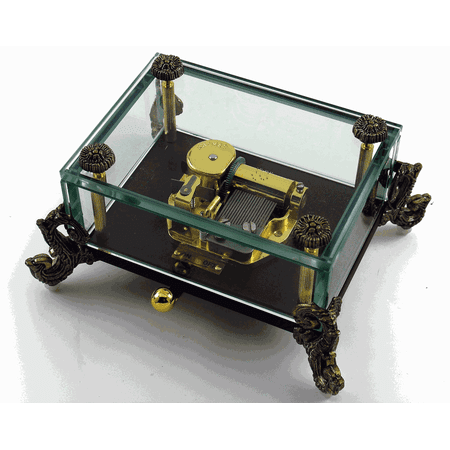 Alluring 18 Note Crystal Music Box With Detailed Dragon Feet, Music Selection - Under the Sea (The Little Mermaid)