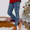 thumbnail image 1 of MKLEKYY Leggings push up para mujer, leggings casuales para entrenamiento, pantalones con estampado navideño de triple bloque de color, leggings elásticos suaves, 1 of 3