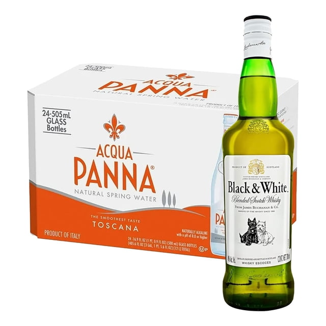 Pack 24 Agua Panna 250 ml + Whisky Black and White Blend 700 ml