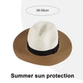 thumbnail image 2 of 56-58cm hat circumference female summer flat brimmed small top hat sunshade travel jazz two-color stitching straw hat - Khaki, 2 of 5
