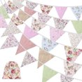 thumbnail image 1 of 40ft Fabric Pennants, 42pcs Outdoor Pennant Banner, Floral Vintage Cotton Triangle Flag for Ga, 1 of 5
