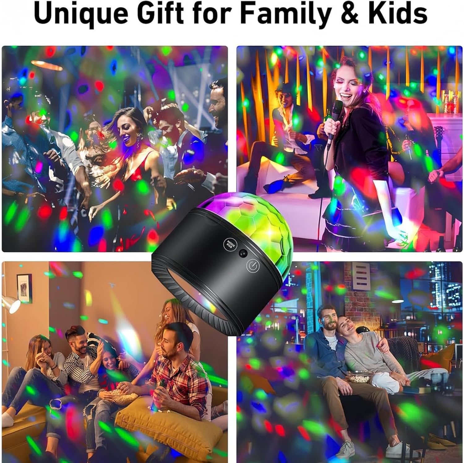 SONGAUN Glow Right Disco Wall Light – Cordless Rechargeable LED Wall Sconce with Remote Control, 3 Color Temperatures & Sound-Activated Disco Ball Mode, for Bedroom, Living Room