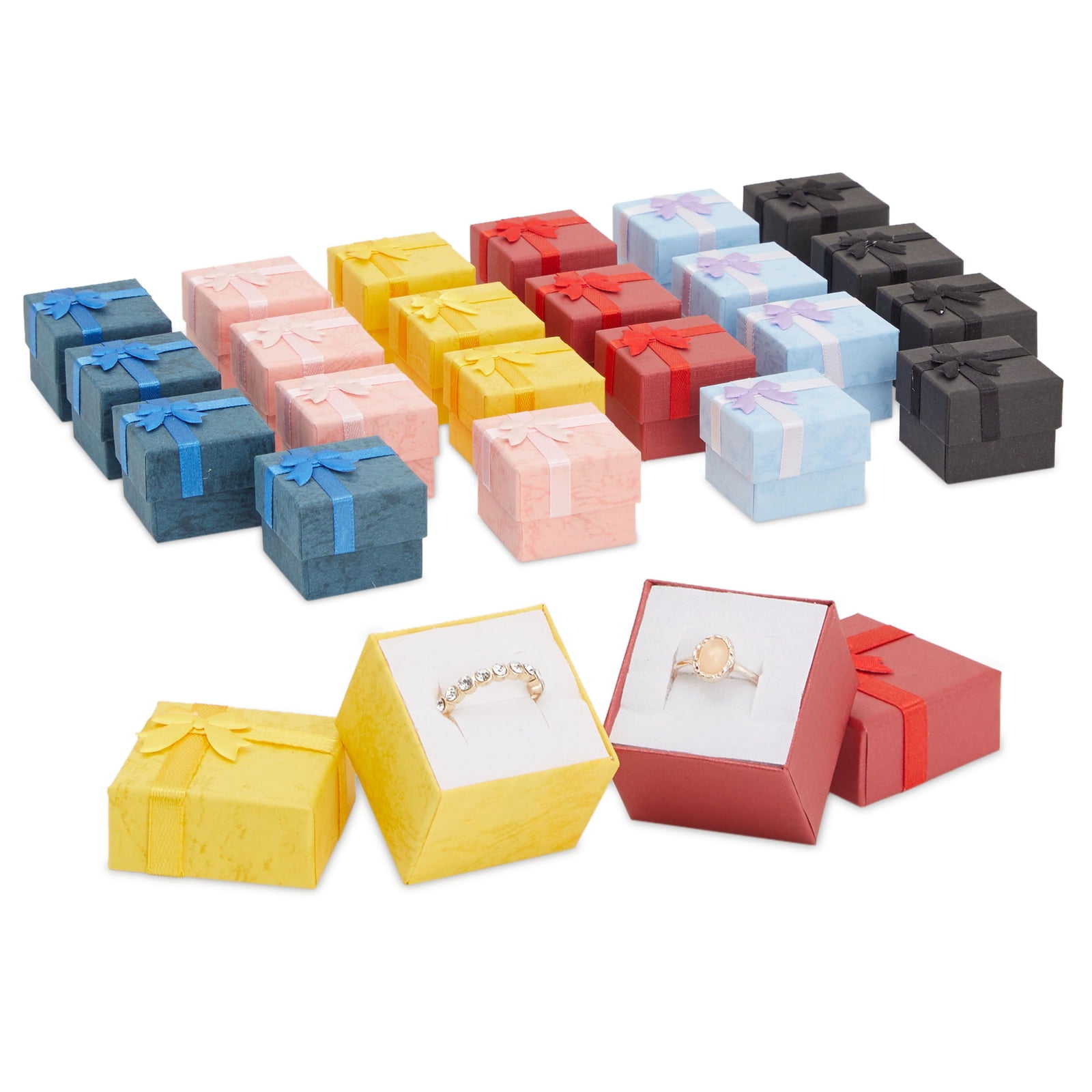 24pcs Assorted Color Small Hard Gift Box Set for Ring 