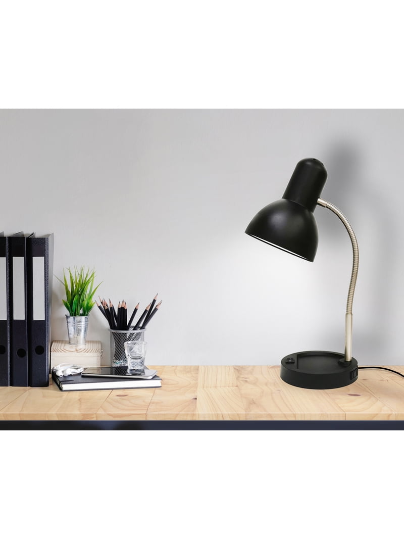 Mainstays LED Gooseneck Desk Lamp with Catch-All Base & AC Outlet