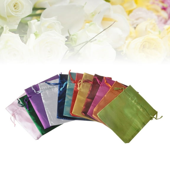 GOOHOCHY Satin present Bag Drawstring Pouch Assorted Color 20Pcs 10x12cm