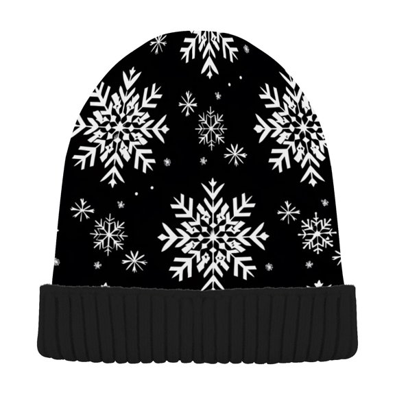 JSTEL Snowflake Snow Beanie for Women Men Winter Hat Reversible Skull Knit Cap