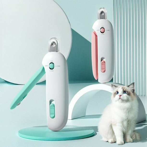 Tijeras para Uñas de Mascotas con Limas | Cortauñas de Plástico Azul para Perros y Gatos | Diseño con Cierre de Seguridad | Tapa Protectora Transparente | Mecanismo de Resorte | Cuchillas de Acero In