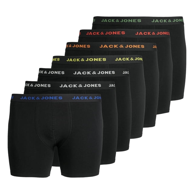 JACK&JONES calzoncillos bóxer para hombre, pack de 7 - JACBASIC TRUNKS PLUS, algodón elástico Negro 5XL (XXXXX-Large)