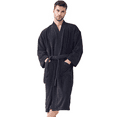thumbnail image 3 of Elegani Soft Terry Cotton Kimono Robe for Men - Unisex Luxury Bathrobe for Everyday Comfort (Black) Medium, 3 of 4