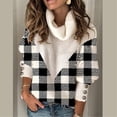 thumbnail image 1 of EGNMCR Pull Col Roulé pour Femmes, Pulls pour Femmes Imprimé Mode Patchwork Manches Longues Pull Col Roulé Tricoté Pull pour Femmes, 1 of 6
