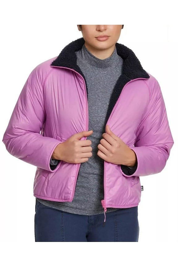 Women's Reversible Fleece Zip Jacket, Navy Blazer/ Spring Crocus, L