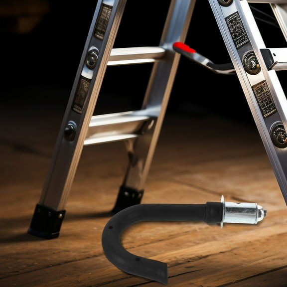 TABLZONE Heavy Duty Telescoping Ladder Hooks Black Rubber Stainless Steel for Wall and Ceiling
