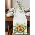 thumbnail image 4 of Sunflower Table Runner Cotton Linen 36 Inch Holiday Dresser Scarves, Watercolor Yellow Green Eucalyptus Leaves Tablerunner for Kitchen Coffee Dining Bedroom Living Room Dinner Scarf Décor 13''x36'', 4 of 9