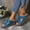 Blue, variant on Bohemian Flip Flops for Women Summer Beach Flat Straw Sandals Comfort Slip-Ons Slippers Shoes