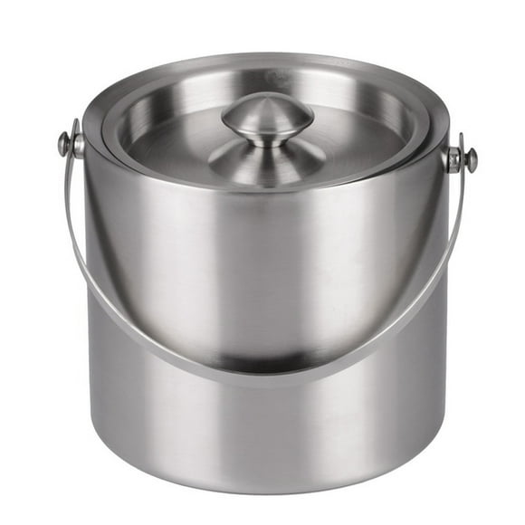 2L/3l Bilayer Stainless Steel Insulation Ice Bucket Cold Barrel Utensils Ice Buckets with Lid and Portable Handle