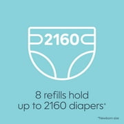 Diaper Genie Diaper Pail Round Refills, Unscented, 8 Pack, Holds up to 2160 Newborn Diapers, Blue