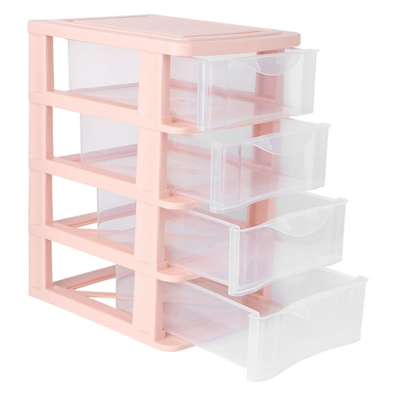 Plastic Storage Drawers Small Pink Shelf Box Wear-resistant Case Dustproof